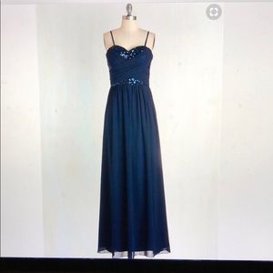 Navy Blue ModCloth Floor Length Evening Dress Prom